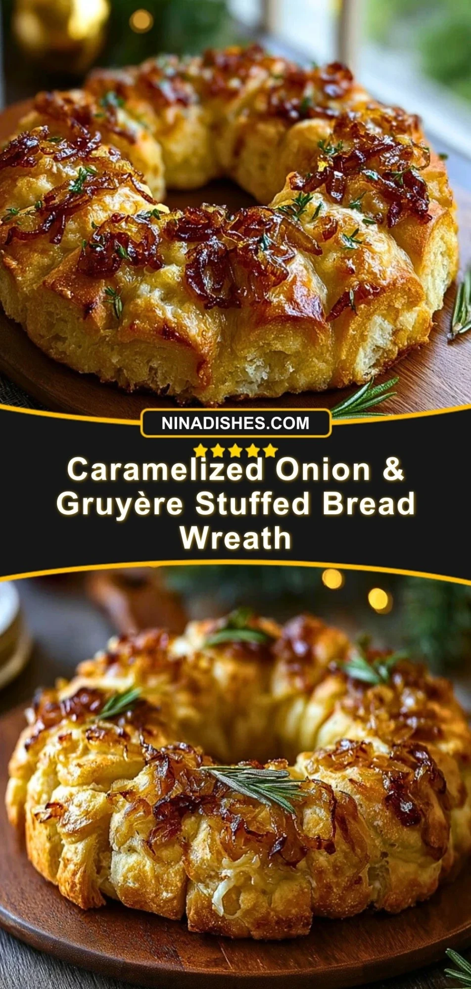 Caramelized Onion & Gruyère Stuffed Bread Wreath (3)