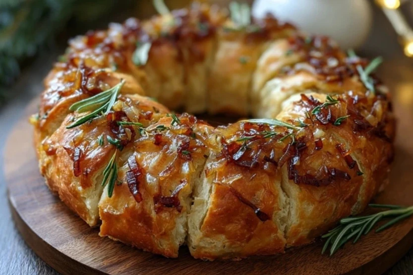 Caramelized Onion & Gruyère Stuffed Bread Wreath