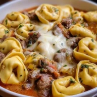 Cheesesteak Tortellini in Rich Provolone Sauce