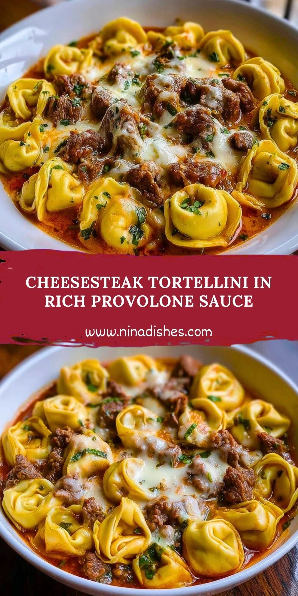 Cheesesteak Tortellini in Rich Provolone Sauce (2)