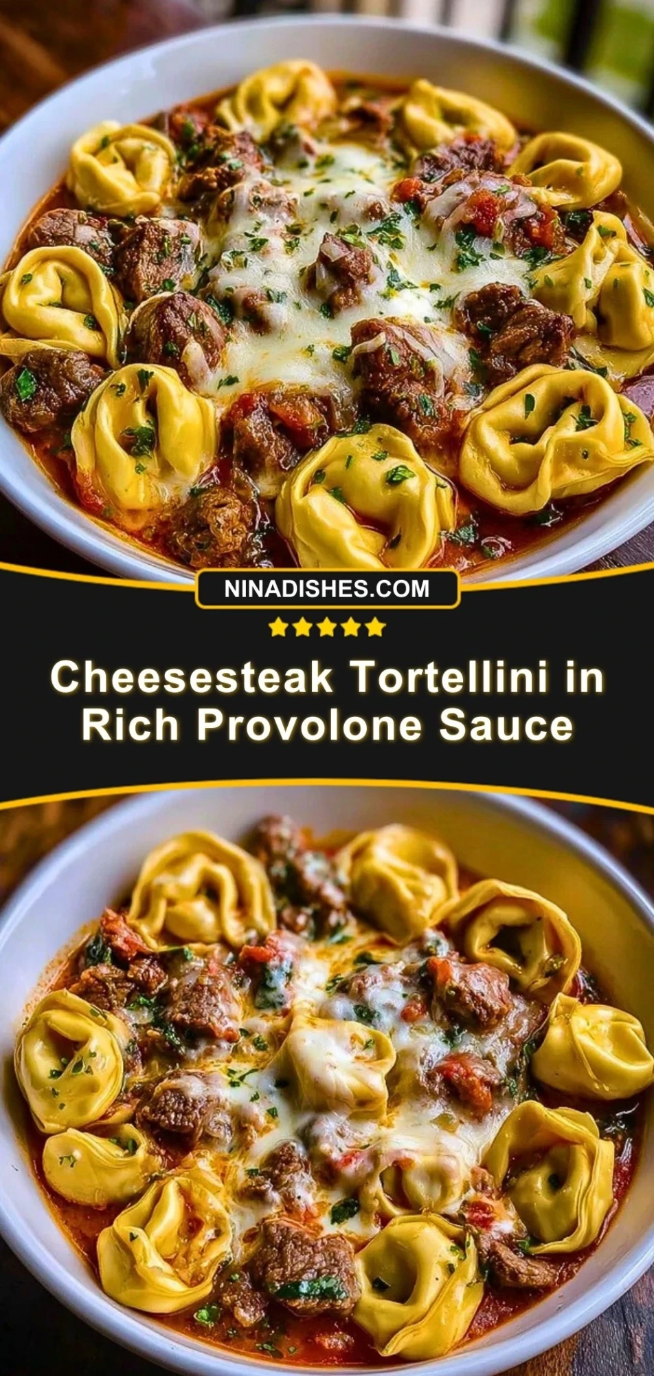 Cheesesteak Tortellini in Rich Provolone Sauce (3)