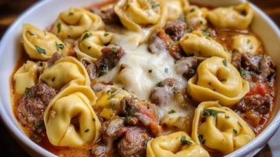 Cheesesteak Tortellini in Rich Provolone Sauce