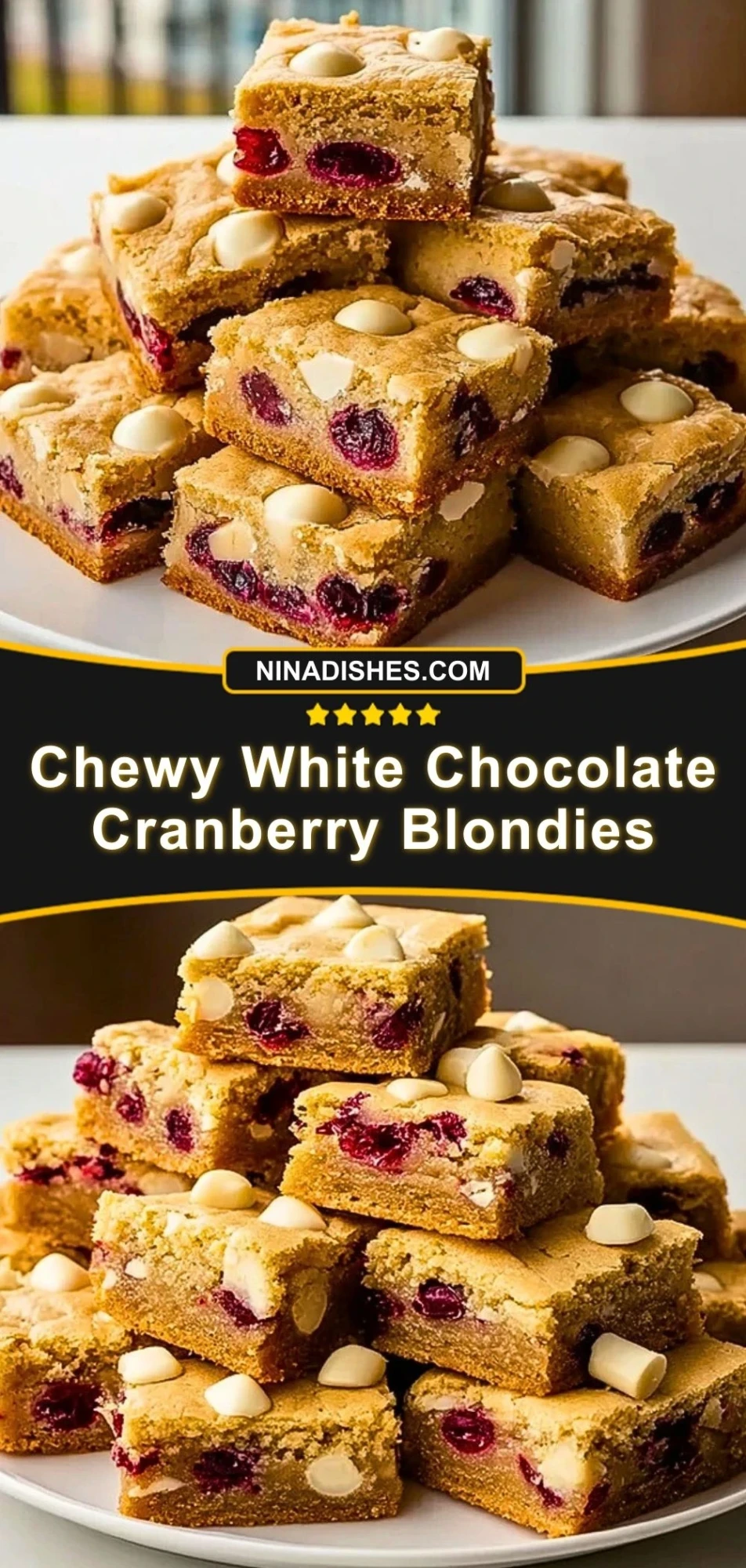 Chewy White Chocolate Cranberry Blondies (3)