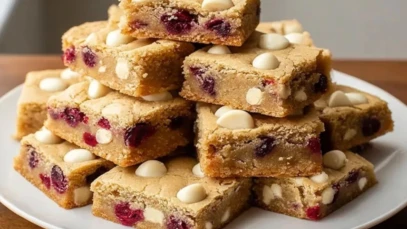 Chewy White Chocolate Cranberry Blondies