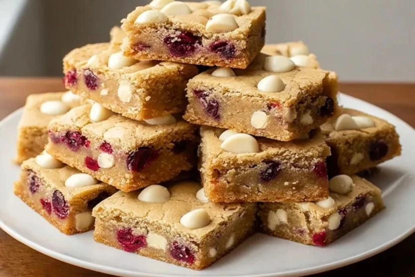 Chewy White Chocolate Cranberry Blondies