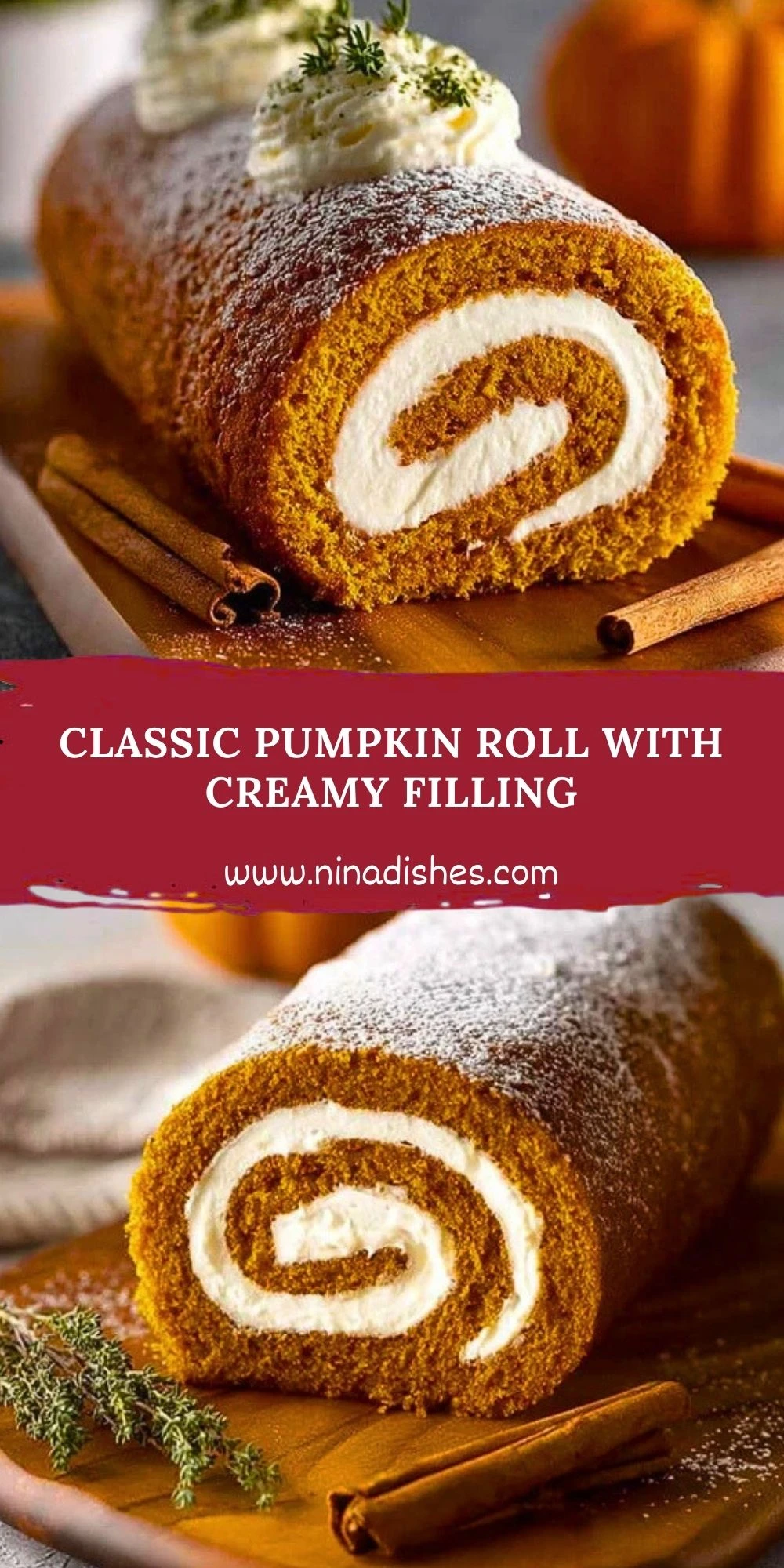 Classic Pumpkin Roll with Creamy Filling (2)