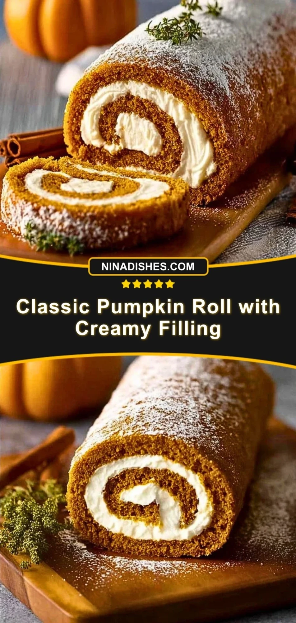 Classic Pumpkin Roll with Creamy Filling (3)