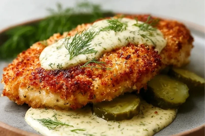 Crispy Dill Pickle Parmesan Chicken