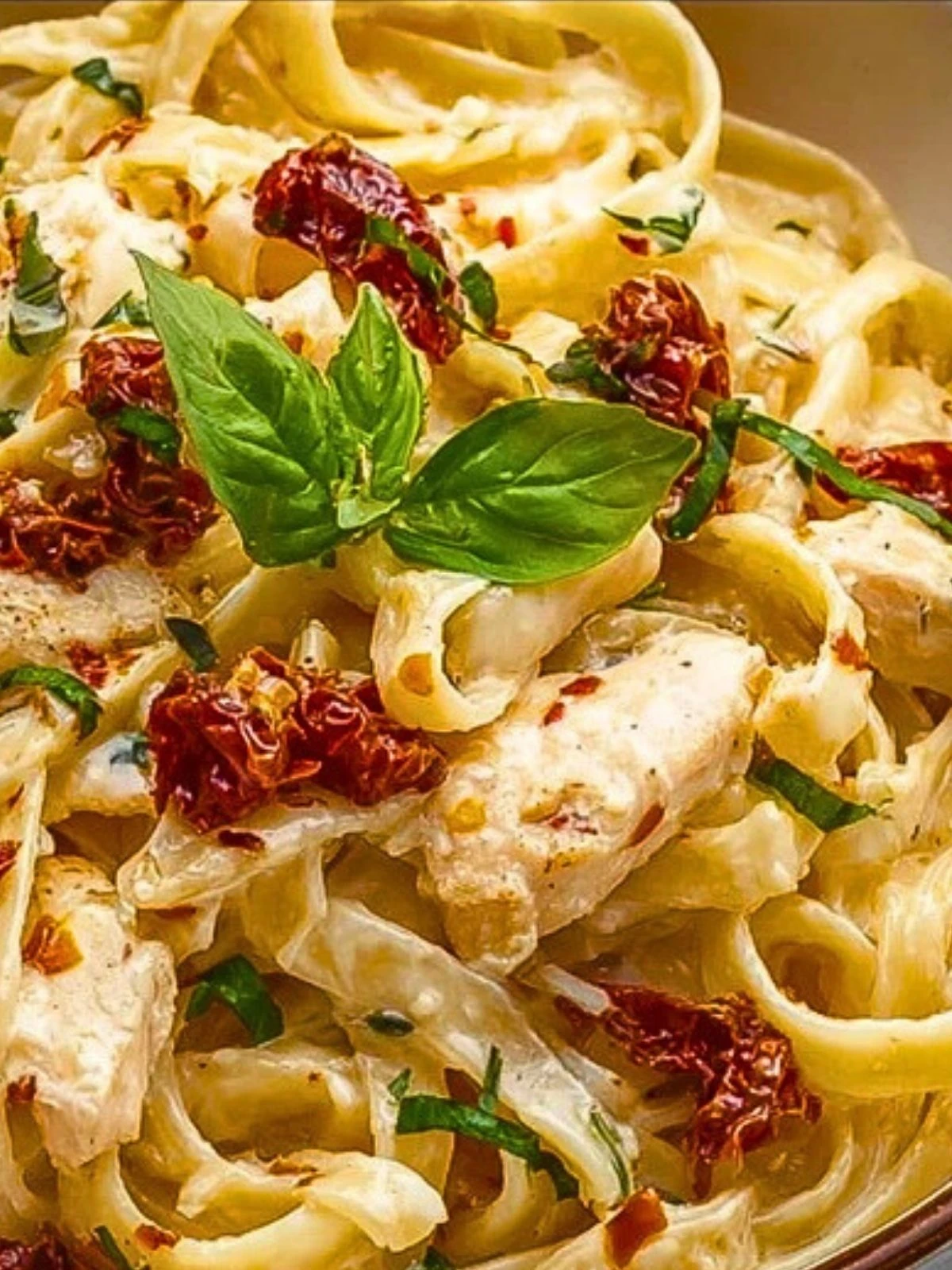 Fettuccine Alfredo with Chicken and Sundried Tomatoes (1)