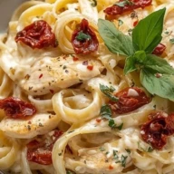 Fettuccine Alfredo with Chicken and Sundried Tomatoes