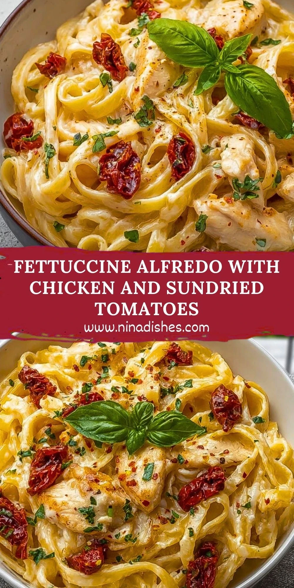 Fettuccine Alfredo with Chicken and Sundried Tomatoes (2)