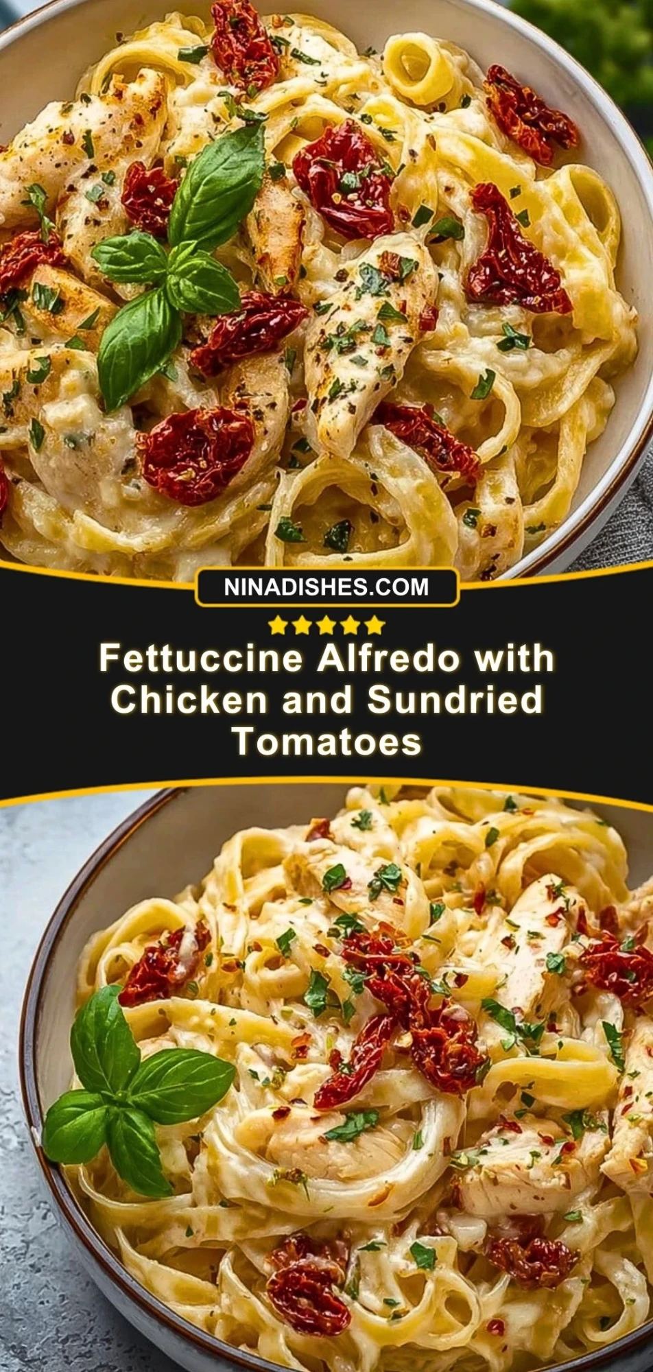 Fettuccine Alfredo with Chicken and Sundried Tomatoes (3)