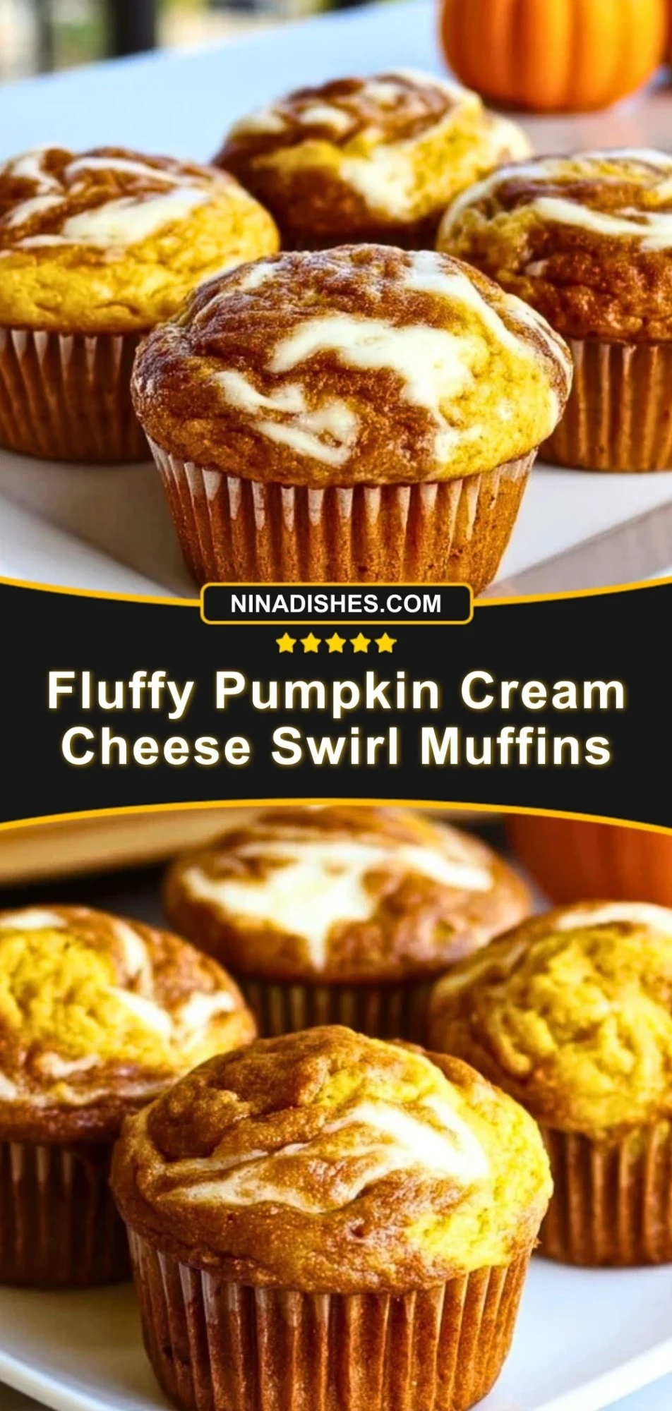 Fluffy Pumpkin Cream Cheese Swirl Muffins (3)
