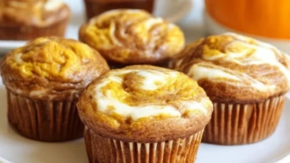 Fluffy Pumpkin Cream Cheese Swirl Muffins