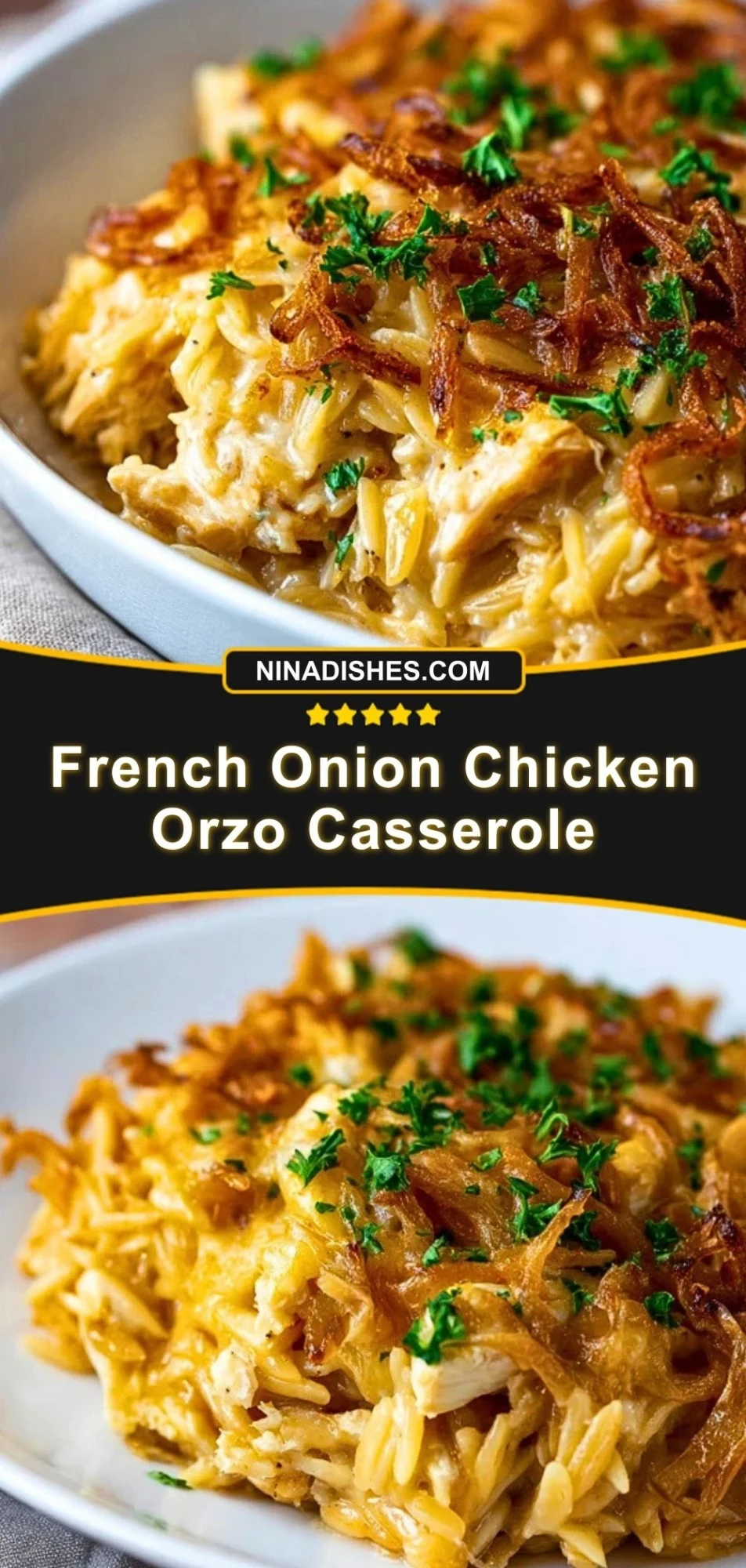 French Onion Chicken Orzo Casserole (3)