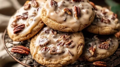 Frosted Butter Pecan Cookies