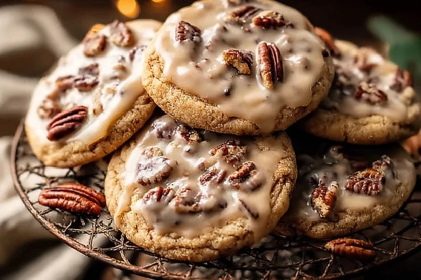 Frosted Butter Pecan Cookies
