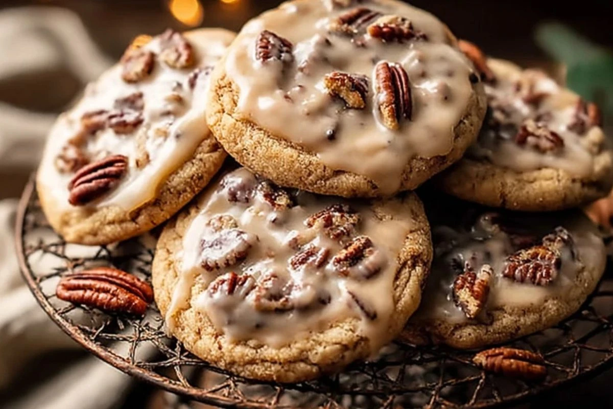 Frosted Butter Pecan Cookies