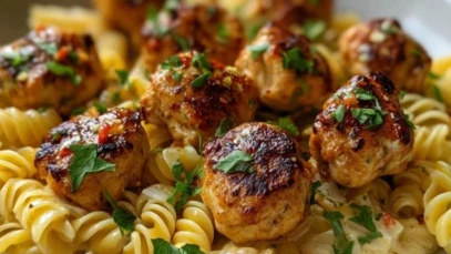 Garlic Butter Chicken Bites with Spicy Cajun Alfredo Twisted Pasta