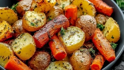 Garlic Herb Roasted Potatoes Carrots and Zucchini