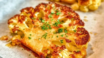 Golden Crusted Cheesy Cauliflower Steaks