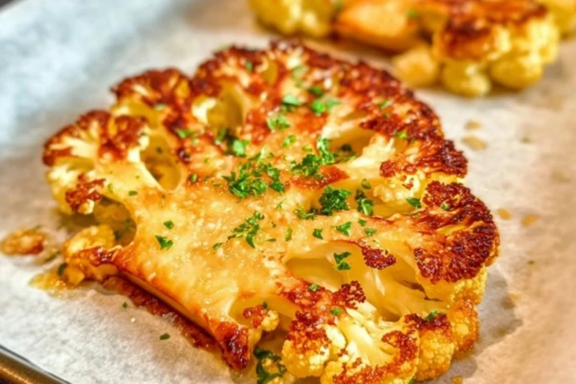 Golden Crusted Cheesy Cauliflower Steaks