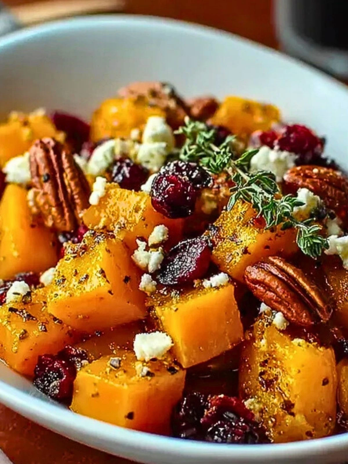 Honey Roasted Butternut Squash with Cranberries, Pecans, and Feta (1)