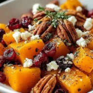 Honey Roasted Butternut Squash with Cranberries, Pecans, and Feta