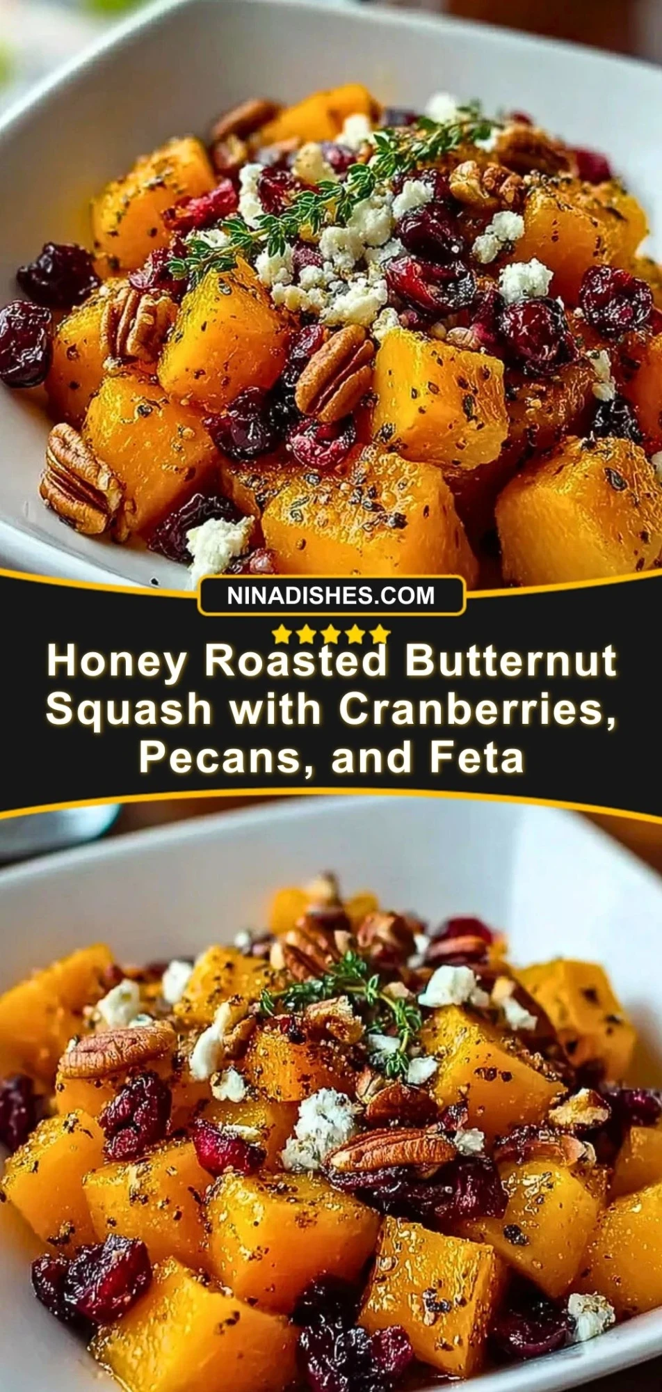 Honey Roasted Butternut Squash with Cranberries, Pecans, and Feta (3)