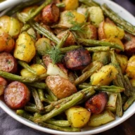 One Pan Sausage Green Beans and Potatoes