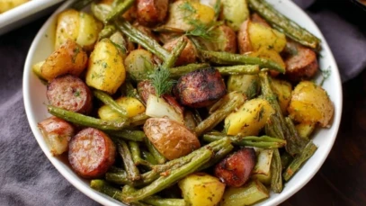 One Pan Sausage Green Beans and Potatoes