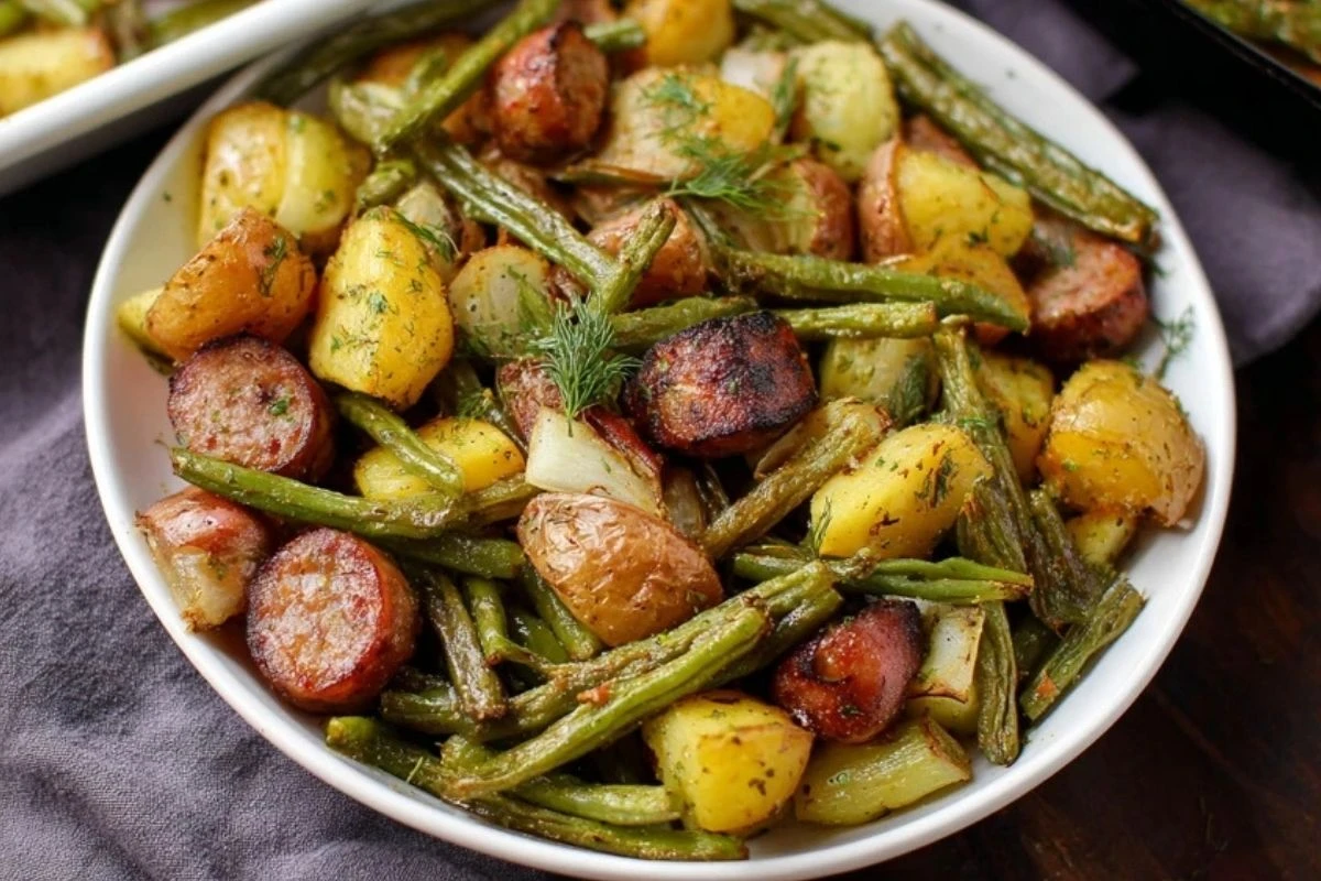 One Pan Sausage Green Beans and Potatoes