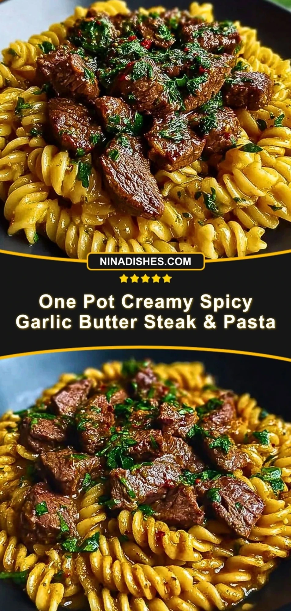 One Pot Creamy Spicy Garlic Butter Steak & Pasta (3)
