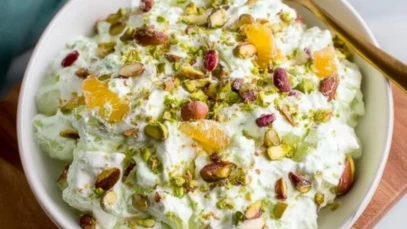 Traditional Watergate Fruit Salad with Pistachios