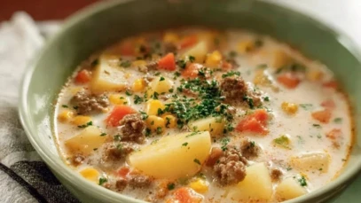 Chunky Ground Beef and Potato Soup