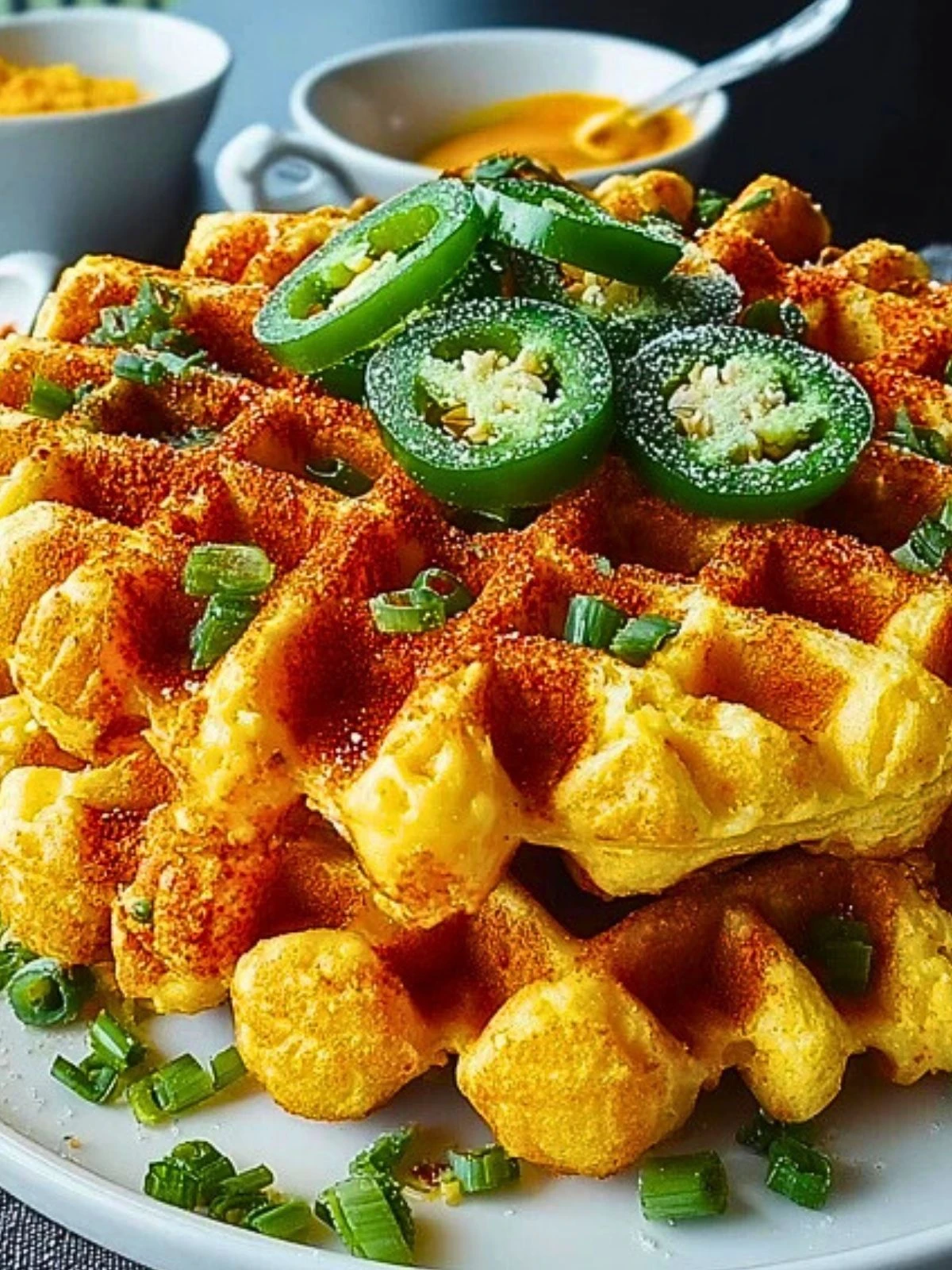 Spicy Cheddar Jalapeño Cornbread Waffles (1)