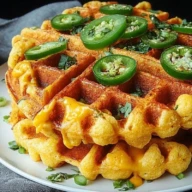 Spicy Cheddar Jalapeño Cornbread Waffles