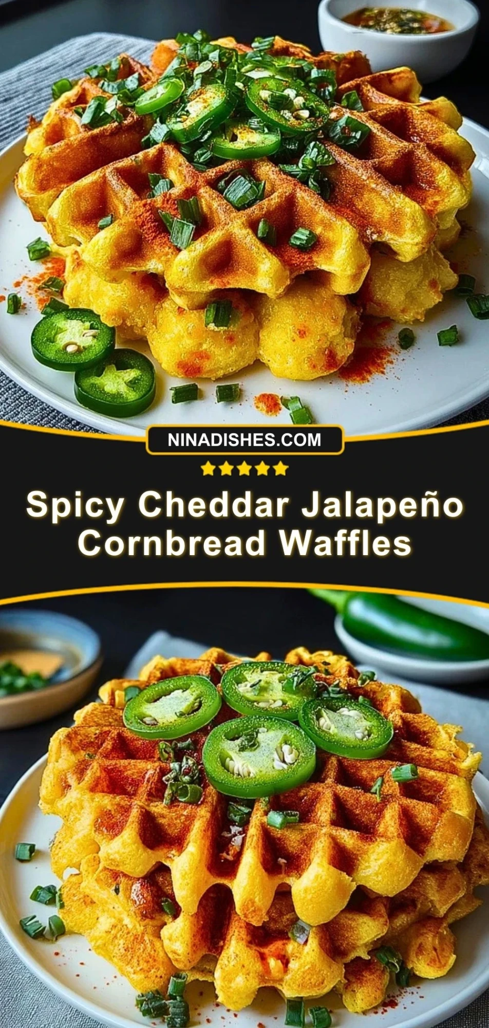 Spicy Cheddar Jalapeño Cornbread Waffles (3)