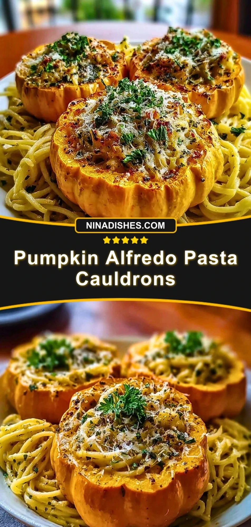 Pumpkin Alfredo Pasta Cauldrons (3)