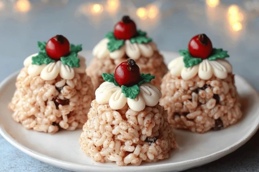 No-Bake Rice Krispie Christmas Puddings