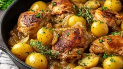One Pan Chicken and Potatoes with Gravy