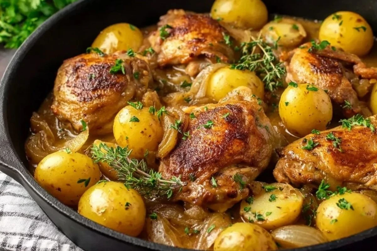 One Pan Chicken and Potatoes with Gravy