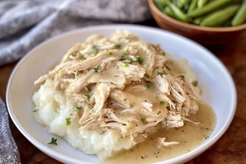 Slow Cooker Shredded Chicken and Gravy