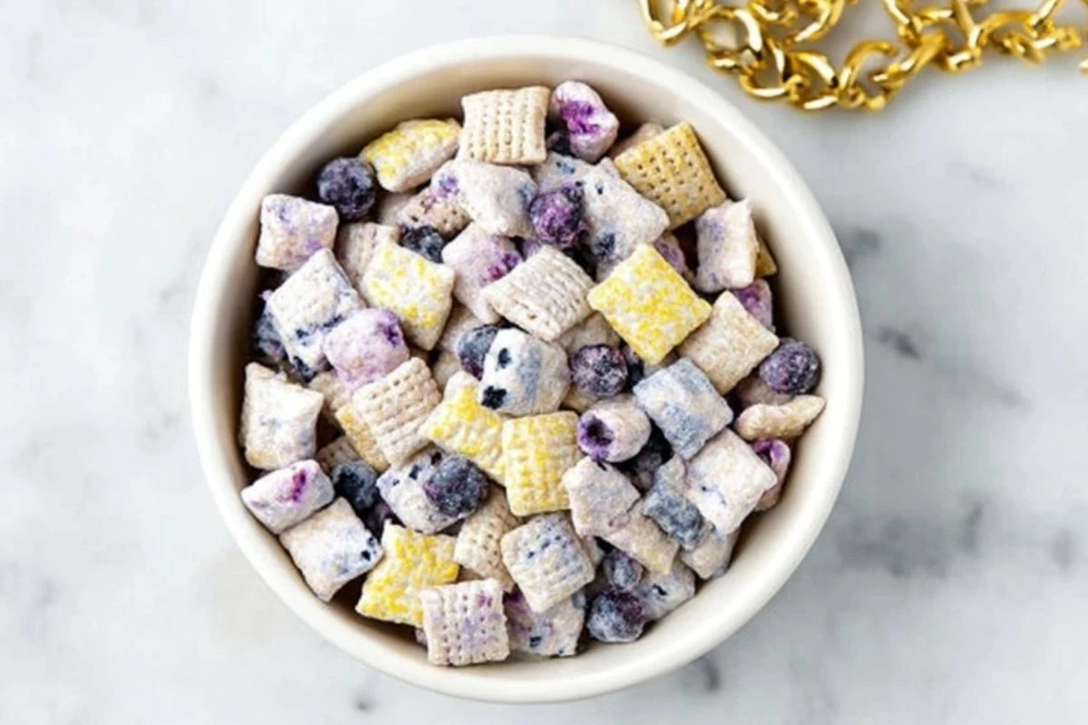 Unique Blueberry Lemon Cheesecake Puppy Chow Treat