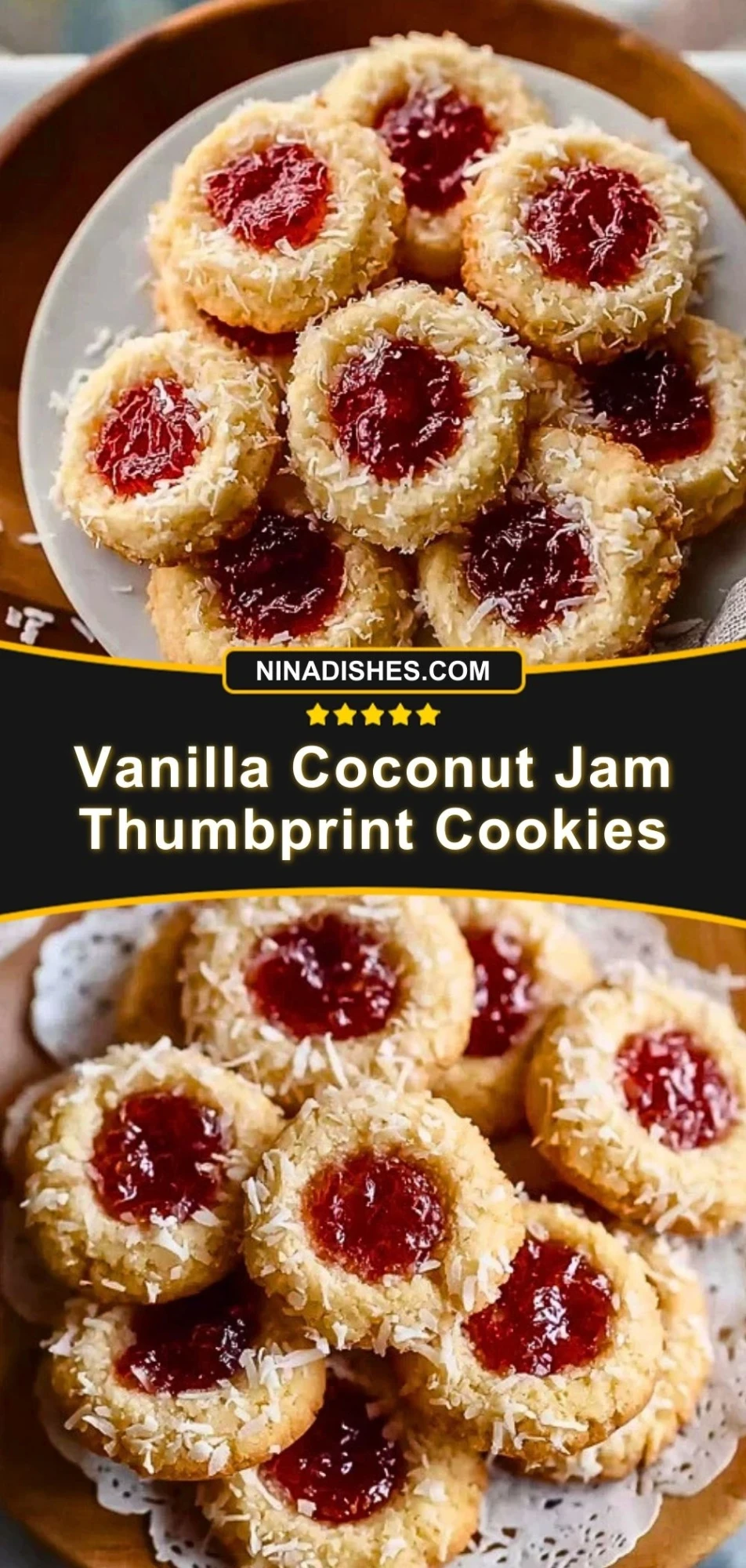 Vanilla Coconut Jam Thumbprint Cookies (3)