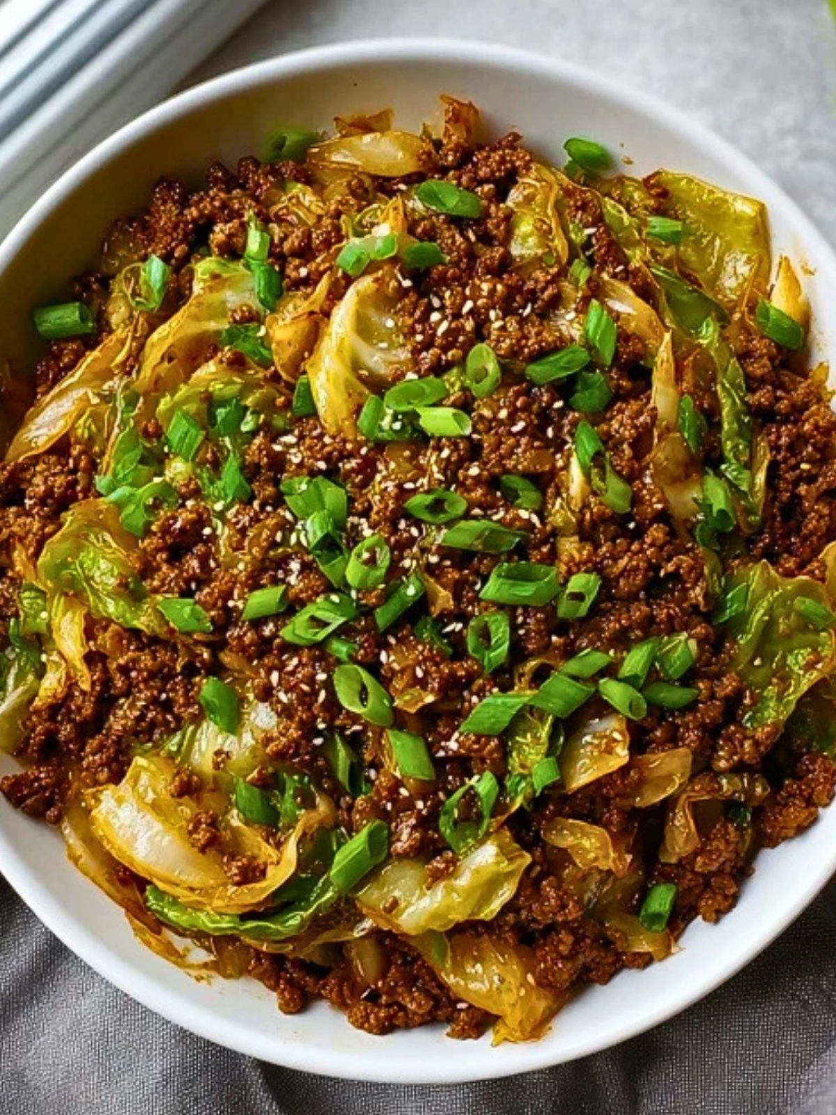 Low-Carb Mongolian Ground Beef & Cabbage (1)