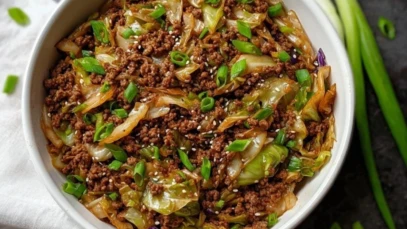 Low-Carb Mongolian Ground Beef & Cabbage