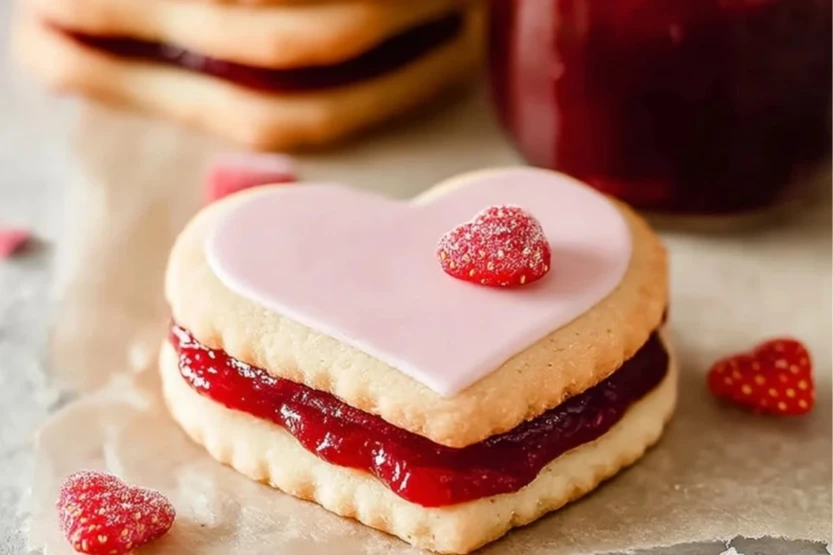 Best Heart-Shaped Strawberry Shortbread Cookies