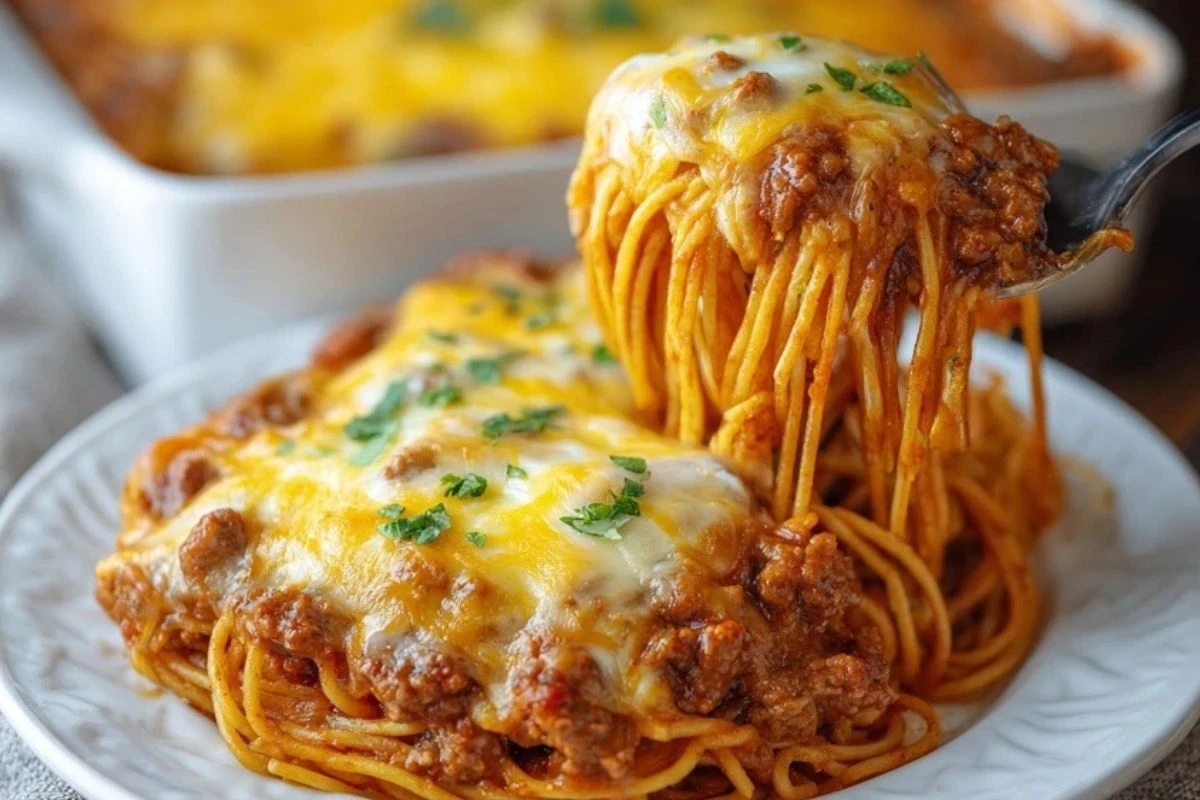 Baked Cream Cheese Spaghetti Casserole