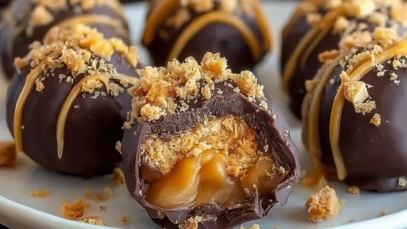 No Bake Caramel Crunch Butterfinger Truffles